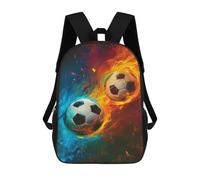 Soccer Ball Fire And Ice 17inch Mochilas Escolares Impresas En 3D, Mochilas Escolares De Moda Para Niños De Primaria Y Secundaria