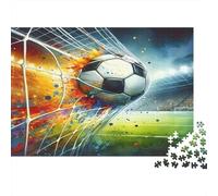Soccer Ball Goal Rompecabezas 1000 Piezas, Balón de fútbol en Escena de GOL, Estético y Desafiante, Decoración Hogar, Regalo para Familiares y Parejas, Adultos y Niños, 38x26cm