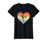 Soccer Ball Heartbeat Girls Vintage Loves Playing Camiseta gráfica económica, Mujer, Negro, M
