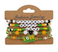 Soccer Bracelets Set, Unisex Beaded Jewelry, 4.72 Inches Game Accessories, Sports Charms Gift, Lifestyle Gadgets for Dads, Moms, Home Accessory for Coaches Fans Day Matches & Team Building Activities