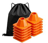 Soccer Cones - Training Markers, Heavy Duty Field Set For Basketball | 3.94 X 3.94 X 1.97 In | 12 Pieces Stackable High Visibility | Agility Field Cones For Cycling, Motorcycle, Coaches, Athletes