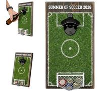 Soccer Field Bottle Opener Wall Decor, Wall Mounted Soccers Field-Shaped Beer Opener, Fun Bottles Openers with Bottle Cap Collector, Gifts for Soccer Fans and Men, Soccers Bar Decoration (Verde)