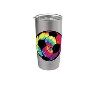 Soccer Football Tie Dye Rainbow Kids Boys Teenage Men Girls Vaso térmico de acero inoxidable de doble pared