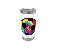 Soccer Football Tie Dye Rainbow Kids Boys Teenage Men Girls Vaso térmico de acero inoxidable de doble pared