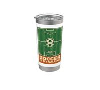 Soccer Is My Calling Soccer Field and Ball Statement Minimal Vaso térmico de acero inoxidable de doble pared