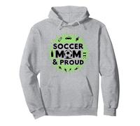 Soccer Mom & Proud: Orgullo de Padres Deportivos, mamá de fútbol Sudadera con Capucha, Unisex para Adultos, Gris Jaspeado, XXL