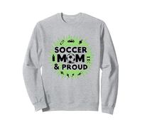 Soccer Mom & Proud: Orgullo de Padres Deportivos, mamá de fútbol Sudadera, Unisex para Adultos, Gris Jaspeado, S
