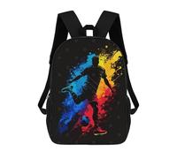 Soccer Player Silhouette with Colorful Splashes Mochilas Impresas En 3D Para Niños, Mochila Escolar, Mochila Informal Para Exteriores, Mochila Informal De Moda Para Niños, Lindas Bolsas De Viaje 17inc