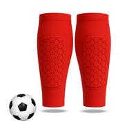 Soccer Shin Guards for Youth & Adult with Lightweight Honeycomb Pads, Durable Protection & Breathable Shin Guards for Daily Training (Red,Medium)