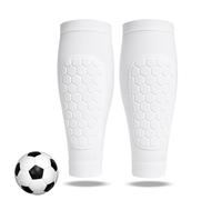 Soccer Shin Guards for Youth & Adult with Lightweight Honeycomb Pads, Durable Protection & Breathable Shin Guards for Daily Training (White,Large)