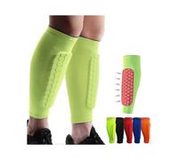 Soccer Shin Guards Shin Pads for Kids Youth Adult, Calf Compression Sleeve with Honeycomb PadsBright Yellow/Large