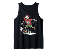 Soccer Skeleton Christmas Santa Hat Funny Holiday Sports Camiseta sin Mangas