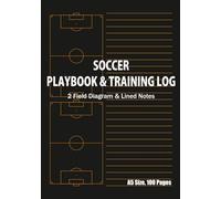 Soccer Training Log & Notebook A5 100 Pages: Two Field Diagrams & Lined Notes per Page - For Practice Drills, Set Pieces, Coaches and Players