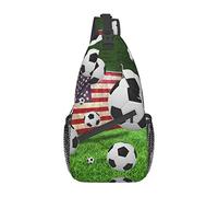 Soccer USA American Flag Geometriske Sling Bag, Crossbody Sling Backpack Shoulder Chest Bag, para Mujeres Hombres Viajes Senderismo Causal Daypack