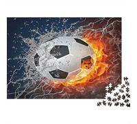 SoccerBallFireWater Rompecabezas 1000 Piezas, Arte de Fuego y Agua de balón de fútbol, Estético y Desafiante, Juguete Educativo, Regalo, Decoración Hogar