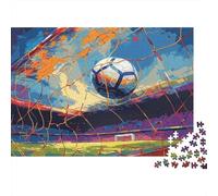 SoccerGoalNetArt Rompecabezas 1000 Piezas, Balón de fútbol en Escena de Red de GOL, Estético y Desafiante, Juguete Educativo, Regalo, Adultos y Niños, 38x26cm