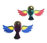 SOCEIMPTS Decoración de coche de pájaro volador, movimiento realista de ala, para coches, motocicletas, cascos, regalo divertido y creativo para automóvil (rojo + azul)