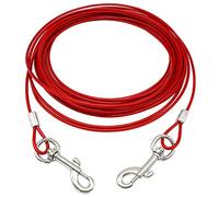 SOCHII Cable de amarre para perro, a prueba de mordidas, para patio al aire libre, camping, apto para perros pequeños, medianos y grandes, 3 m, 5 m, 10 m, rojo, 5 m