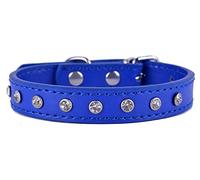 SOCHII Collares de piel sintética para mascotas, perros y gatos, collares de diamantes de imitación de cristal para perros pequeños, tamaño ajustable, color rosa, blanco, rojo, azul marino, S