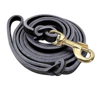 SOCHII Correa de cuero para perro para entrenamiento de mascotas, correa para correr para perros medianos y grandes, pastor alemán K9, 1,5 m/2,5 m de largo, negro, 1,5 m