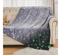 SOCHOW Manta Polar Brillante en la Oscuridad 150 x 200 cm, Manta de Franela de Patrón de Estrellas Galácticas, Manta Super Suaves Gris de Toda la Temporada para Niños Niñas