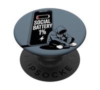 Social Battery 1% - Funny Introvert Personality Humor PopSockets PopGrip Adhesivo