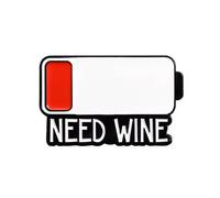 Social Battery Need A Wine - Pin de metal (talla única), talla única, Metal