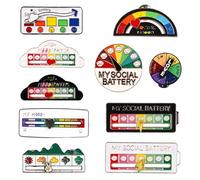 Social Battery Pin 10 Piezas Mi Pin de Batería Social para Hombres Mujeres | Divertido Broche de Estado de Ánimo Social para 7 Días, Broches de Esmalte Interactivos para Mochilas