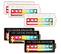 Social Battery Pin 4 Piezas Mi Pin de Batería Social, Divertido Broche de Estado de Ánimo Social para 7 Días, Broches de Esmalte Interactivos para Niños Hombres Mujeres Mochilas (Blanco+Negro)