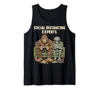 Social Distancing Experts Funny Mythical Duo Bigfoot Alien Camiseta sin Mangas