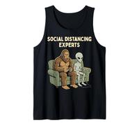 Social Distancing Experts Funny Mythical Duo Bigfoot Alien Camiseta sin Mangas