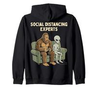 Social Distancing Experts Funny Mythical Duo Bigfoot Alien Sudadera con Capucha
