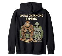 Social Distancing Experts Funny Mythical Duo Bigfoot Alien Sudadera con Capucha