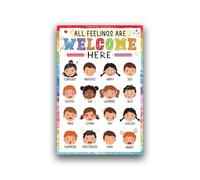 Social Emotional Learning Poster - “All Feelings Are Welcome” Feelings Chart for Kids, Emotional Regulation Decor for School & Home (Framed,12x18inch(30x45cm))