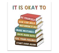 Social Emotional Learning Wall Art It Is Okay To Feel Boho Classroom Decor for School Counselor Therapy Office(Unframed,08x12inch(20x30cm))