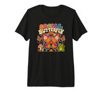 Social Mariposa Hippie Flower Power Peace Vibes Girls Happy Camiseta Premium