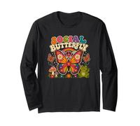 Social Mariposa Hippie Flower Power Peace Vibes Girls Happy Manga Larga