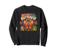 Social Mariposa Hippie Flower Power Peace Vibes Girls Happy Sudadera