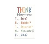 Social Skills Poster THINK Before You Speak for Conflict Resolution and Respectful Communication Classroom Decor(Unframed,08x12inch(20x30cm))