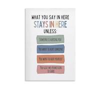 Social Worker Office Decor, Confidentiality Poster for Therapist, School Counselor Wall Art, Psychologist Gift, What You Say Stays Here Canvas Print(Unframed,16x24inch(40x60cm))