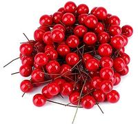 Socialme-EU 100pcs Decoración Flor Roja Artificial de Sala de Estar de Navidad Baya de Acebo Cuelga Ornamentos
