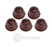 Socialme-eu 5Pcs Filtro Rellenable Reutilizable de Cápsula de Café de Silicona con Cuchara Grado Alimenticio PP[Marrón]