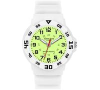 SOCICO Reloj mecánico para niños, Apto para niños de 3 a 12 años, diseño Resistente al Agua, función de Aprendizaje de la Hora, fácil de Leer, un Regalo excelente. (Blanco Fluorescente)