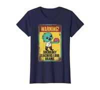 Sociology Teachers Halloween Funny Brains Outfit Camiseta, Mujer, Azul Marino, XL