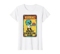 Sociology Teachers Halloween Funny Brains Outfit Camiseta, Mujer, Blanco, M