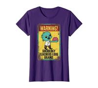 Sociology Teachers Halloween Funny Brains Outfit Camiseta, Mujer, Morado, XL