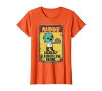 Sociology Teachers Halloween Funny Brains Outfit Camiseta, Mujer, Naranja, XS