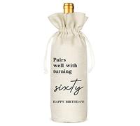 Socive Bolsa de vino de 60 cumpleaños, regalos de 60 años, 1962, 60 cumpleaños, decoración de fiesta de vino, bolsa de vino, regalos para amigos, hermanas, papá, mamá, abuelos, bolsas de vino de lino