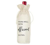 Socive Bolsa de vino de boda, bolsa de vino oficial, regalo de bolsa de vino oficial, regalo para oficial de boda, regalo de pastor, ministro ordenado, bolsa de vino con cordón de arpillera