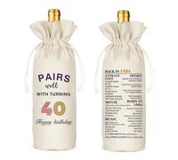 Socive Regalo de 40 cumpleaños para mujeres y hombres, bolsa de vino de 40 cumpleaños, bolsa de vino de cumpleaños de 1984, regalo de decoración de fiesta de cumpleaños de 40 años (40 cumpleaños)